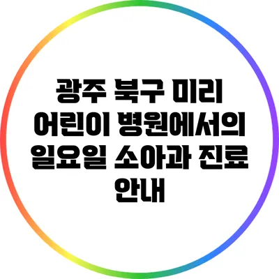 광주 북구 미리 어린이 병원에서의 일요일 소아과 진료 안내