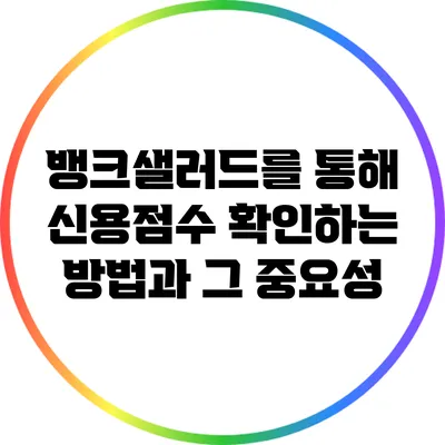 뱅크샐러드를 통해 신용점수 확인하는 방법과 그 중요성