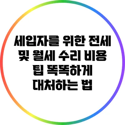 세입자를 위한 전세 및 월세 수리 비용 팁: 똑똑하게 대처하는 법