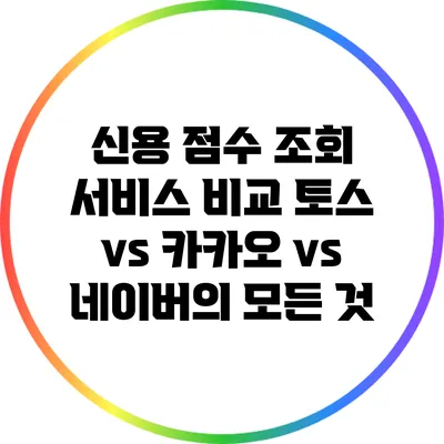 신용 점수 조회 서비스 비교: 토스 vs 카카오 vs 네이버의 모든 것