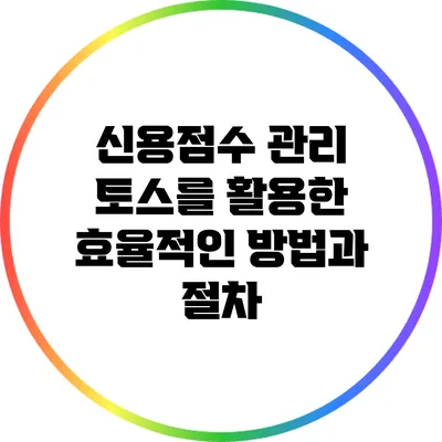 신용점수 관리: 토스를 활용한 효율적인 방법과 절차