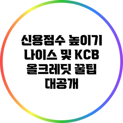 신용점수 높이기: 나이스 및 KCB 올크레딧 꿀팁 대공개