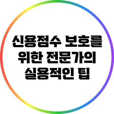신용점수 보호를 위한 전문가의 실용적인 팁