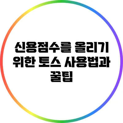신용점수를 올리기 위한 토스 사용법과 꿀팁