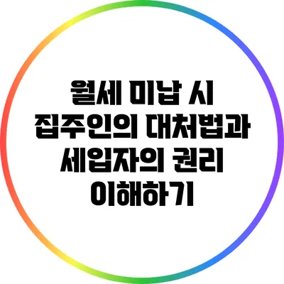 월세 미납 시 집주인의 대처법과 세입자의 권리 이해하기