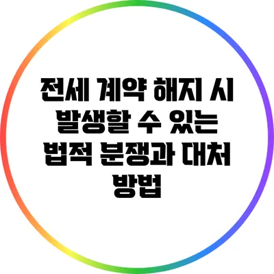 전세 계약 해지 시 발생할 수 있는 법적 분쟁과 대처 방법