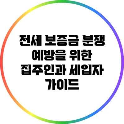전세 보증금 분쟁 예방을 위한 집주인과 세입자 가이드