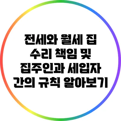 전세와 월세 집 수리 책임 및 집주인과 세입자 간의 규칙 알아보기