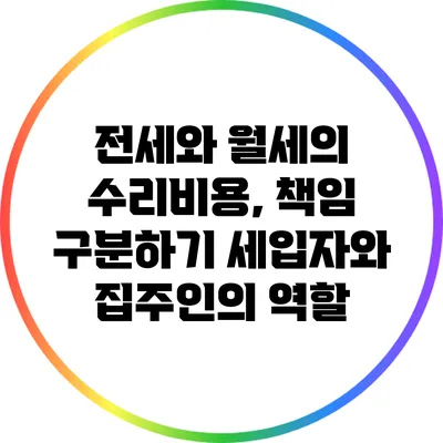 전세와 월세의 수리비용, 책임 구분하기: 세입자와 집주인의 역할