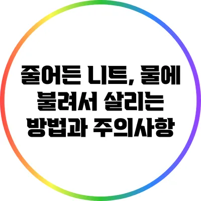 줄어든 니트, 물에 불려서 살리는 방법과 주의사항