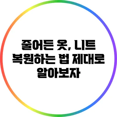줄어든 옷, 니트 복원하는 법 제대로 알아보자