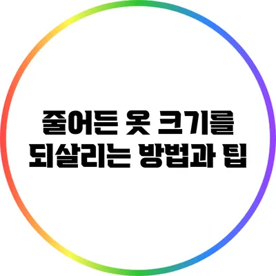 줄어든 옷 크기를 되살리는 방법과 팁