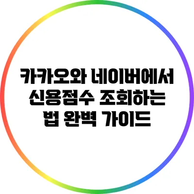 카카오와 네이버에서 신용점수 조회하는 법 완벽 가이드