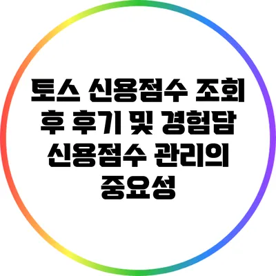 토스 신용점수 조회 후 후기 및 경험담: 신용점수 관리의 중요성