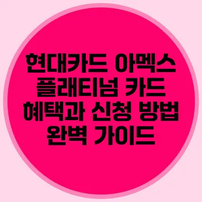 현대카드 아멕스 플래티넘 카드 혜택과 신청 방법 완벽 가이드