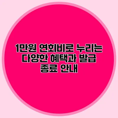 1만원 연회비로 누리는 다양한 혜택과 발급 종료 안내