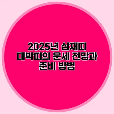 2025년 삼재띠 대박띠의 운세 전망과 준비 방법