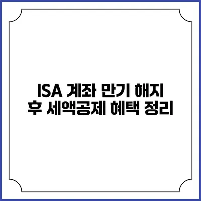 ISA 계좌 만기 해지 후 세액공제 혜택 정리