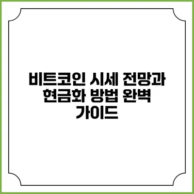 비트코인 시세 전망과 현금화 방법 완벽 가이드