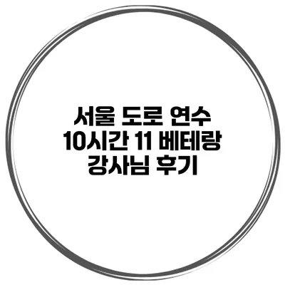 서울 도로 연수 10시간 11 베테랑 강사님 후기