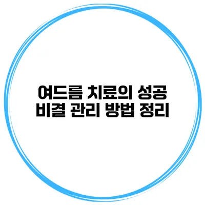여드름 치료의 성공 비결 관리 방법 정리