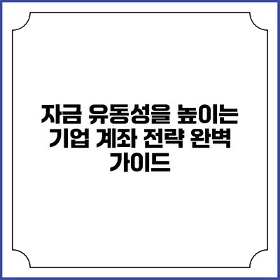 자금 유동성을 높이는 기업 계좌 전략 완벽 가이드