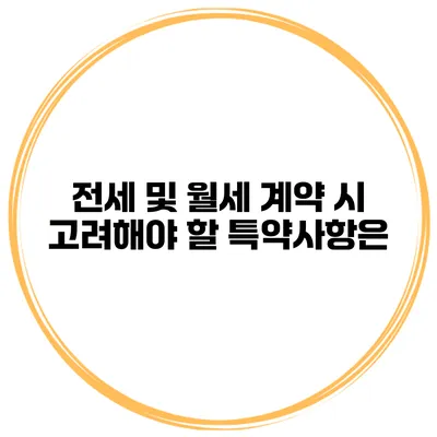 전세 및 월세 계약 시 고려해야 할 특약사항은?