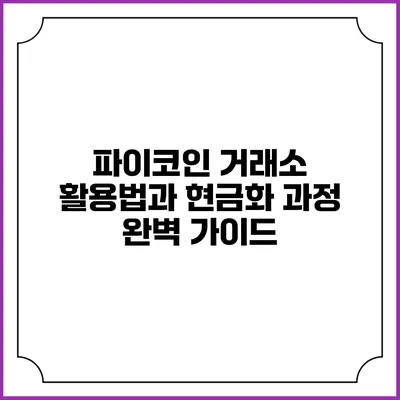 파이코인 거래소 활용법과 현금화 과정 완벽 가이드