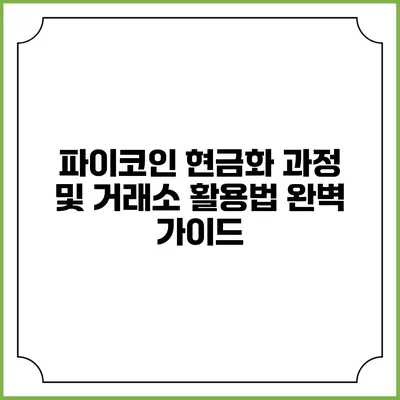 파이코인 현금화 과정 및 거래소 활용법 완벽 가이드