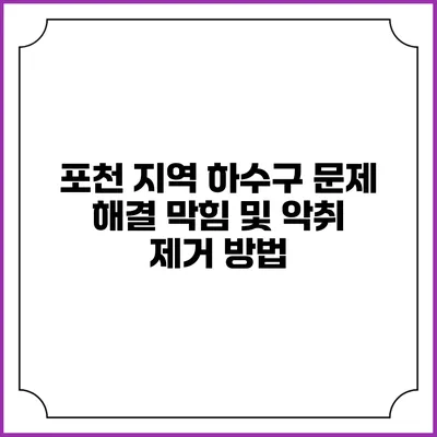 포천 지역 하수구 문제 해결: 막힘 및 악취 제거 방법