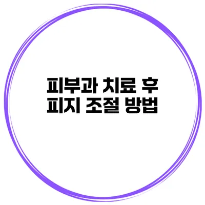 피부과 치료 후 피지 조절 방법