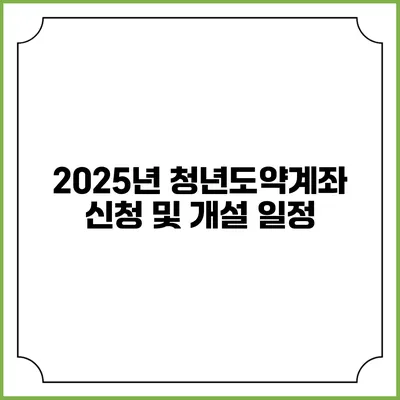 2025년 청년도약계좌 신청 및 개설 일정