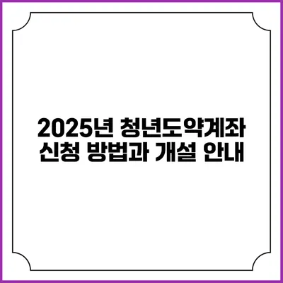 2025년 청년도약계좌 신청 방법과 개설 안내