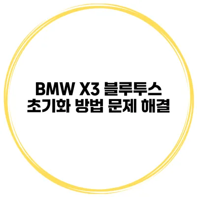 BMW X3 블루투스 초기화 방법 문제 해결