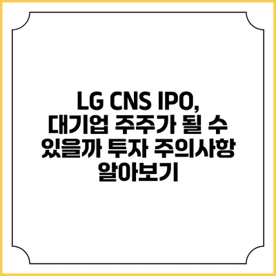 LG CNS IPO, 대기업 주주가 될 수 있을까? 투자 주의사항 알아보기