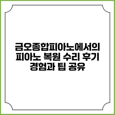 금오종합피아노에서의 피아노 복원 수리 후기: 경험과 팁 공유