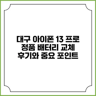 대구 아이폰 13 프로 정품 배터리 교체 후기와 중요 포인트