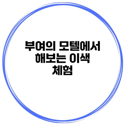 부여의 모텔에서 해보는 이색 체험