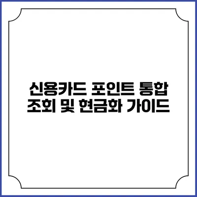 신용카드 포인트 통합 조회 및 현금화 가이드