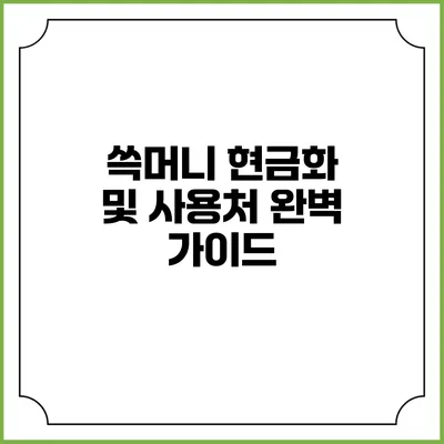 쓱머니 현금화 및 사용처 완벽 가이드