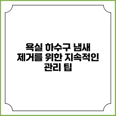 욕실 하수구 냄새 제거를 위한 지속적인 관리 팁