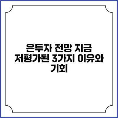 은투자 전망: 지금 저평가된 3가지 이유와 기회