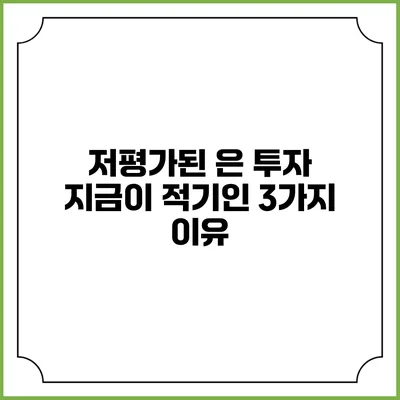 저평가된 은 투자: 지금이 적기인 3가지 이유