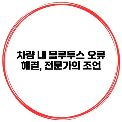 차량 내 블루투스 오류 해결, 전문가의 조언