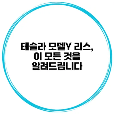 테슬라 모델Y 리스, 이 모든 것을 알려드립니다