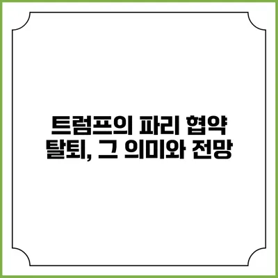 트럼프의 파리 협약 탈퇴, 그 의미와 전망