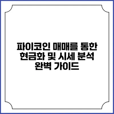 파이코인 매매를 통한 현금화 및 시세 분석 완벽 가이드